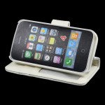 Wholesale iPhone 4S / 4 Simple Flip Leather Wallet Case (White)